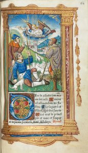 Painettu tuntikirja (Rooman käyttö): fol. 36r, Ilmestyskirja paimenille. tekijältä Guillaume Le Rouge