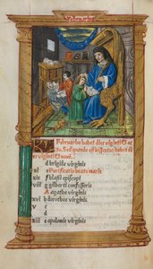 Painettu tuntikirja (Rooman käyttö): fol. 3v, helmikuun kalenterin kuva. tekijältä Guillaume Le Rouge