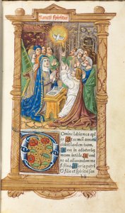 Painettu tuntikirja (Rooman käytössä): fol. 58r, helluntai. tekijältä Guillaume Le Rouge