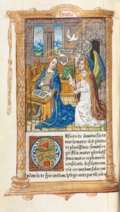 Painettu tuntikirja Rooman käyttö: fol. 60v, Annunciation, 1510.