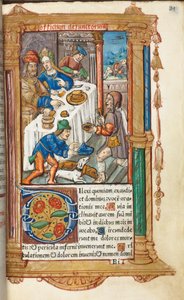 Painettu tuntikirja Rooman käyttö: fol. 73r, Lasarus, 1510. tekijältä Guillaume Le Rouge
