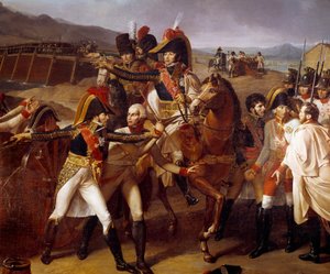 Tabourin sillan yllätys Tonavalla 14.11.1805 Marechaux Lannesin ja Muratin voitto Auerspergin ruhtinasta. Yksityiskohta Jean Lannesista, Montebellon herttuasta (1769-1809), Joachim Muratista (1787-1815) ensimmäisen Tonavan kampanjan aikana. Kipu
