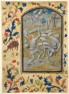 Lehti tuntikirjasta: Neitsyen kruunaus, n. 1470-1480.