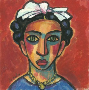 Frida Kahlon muotokuva, 2013 (guassia paperille) tekijältä Guillermo Martí Ceballos