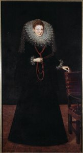Genovan aatelisrouvan muotokuva Guilliam Van Deynen (1575-1624) maalaus 1610 Koko 225x120 cm Musei di Strada Nuova (ex Palazzo Bianco) Genes, Italia tekijältä Guilliam van Deynen