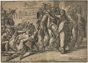Kristus parantaa spitaalisia, 1608. tekijältä Guiseppe Rossigliani