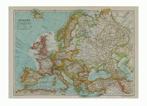 Euroopan kartta, vuodelta 1910
