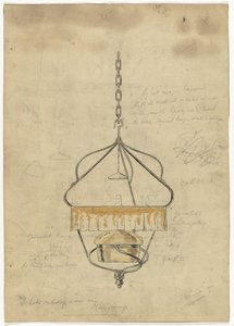 Suunnittelu riippuvalaisimelle tekijältä Gust van de Wall Perné (signed by artist)