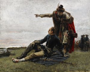 Kaarle XII Ruotsin ja Ivan Mazepa Poltavan taistelun jälkeen 1879 tekijältä Gustaf Cederström