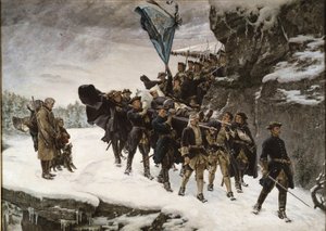 Le transport du corps du roi Charles (Carl) XII de Suede (1682-1718) - Ruotsin kuninkaan Kaarle XII:n ruumiin tuominen kotiin - Cederstroem, Gustaf (1845-1933) - 1884 - Öljy kankaalle - 265x371 - Tukholman kansallismuseo