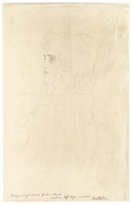 Bildnis einer Frau im Profil mit Rüschenkragen tekijältä Gustav Klimt
