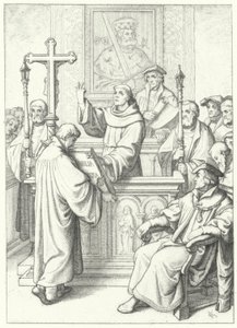 Andreas Karlstadt myönsi Martin Lutherin tohtorin tutkinnon Wittenbergin yliopistossa, 1512