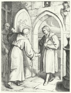 Martti Luther astui Pyhän Augustinuksen luostariin Erfurtissa 17. heinäkuuta 1505 tekijältä Gustav Ferdinand Leopold Konig
