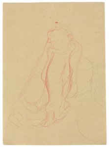 Pukututkimus, kädet yhteenlyötyinä, oikean puolen toisto, n.1903-04 (värillinen vahaliitu ja lyijykynä vahapaperille). tekijältä Gustav Klimt