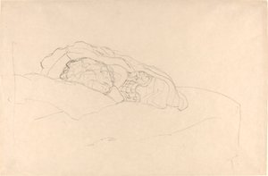Käpristynyt tyttö sängyllä tekijältä Gustav Klimt