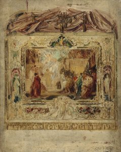 Suunnitelma teatteriverhoa varten, noin 1883-85 (öljy kankaalle). tekijältä Gustav Klimt