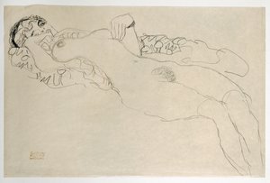 Nainen alasti kääntyi vasemmalle tekijältä Gustav Klimt