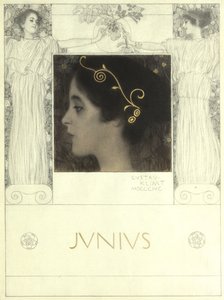 ”Junius” (Alkuperäiskuva teoksessa: Gerlach  Schenk, Allegorien N.F. nro 53) tekijältä Gustav Klimt