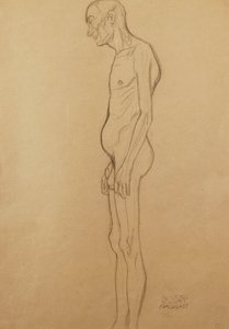 Alaston miehet; alaston mies vasemmalla, tekijältä Gustav Klimt