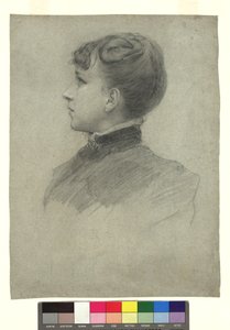 Gustav Klimtin sisaren Herminen muotokuva profiilista vasemmalle tekijältä Gustav Klimt