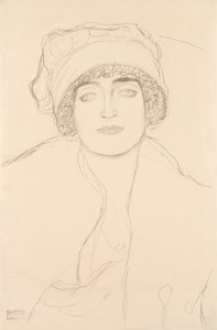 Muotokuva hatussa, 1917-118 tekijältä Gustav Klimt
