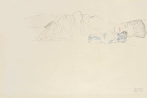 Makaava puolialasti oikealle, n. 1914-1915 tekijältä Gustav Klimt
