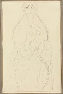Istuva nainen edestä, n.1917-18 tekijältä Gustav Klimt