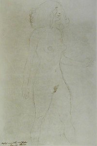 Seisova alastonkuva (kynä paperille) (m/v valokuva) tekijältä Gustav Klimt
