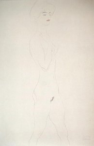 Seisova alaston (kynä paperille) tekijältä Gustav Klimt