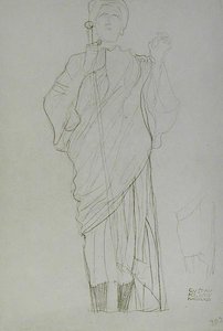 Pysyvä nainen pitelee miekkaa tekijältä Gustav Klimt