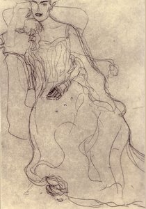 Opinnäytetyö maalausta varten Adele Bloch-Bauerin muotokuva I varten. tekijältä Gustav Klimt
