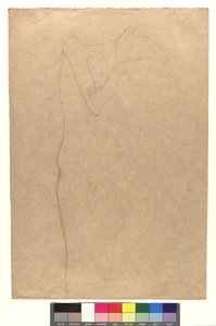 Studie zu einem stehenden weiblichen Akt, die Hände an die Wange gelegt tekijältä Gustav Klimt