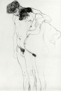 Luonnos "Hoffnung I" (Toivo I) 1903-04 (liitu paperille) (s/w valokuva) tekijältä Gustav Klimt
