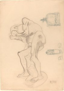 Tutkimus alaston vanhasta naisesta, joka puristi nyrkkiään, ja kahdesta koriste-esineestä tekijältä Gustav Klimt
