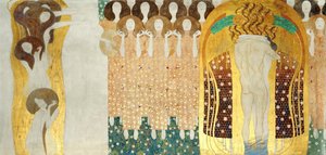 Beethoven Frieze, Yksityiskohta: Taiteet, Paratiisin kuoro, Embrace, 1902 tekijältä Gustav Klimt