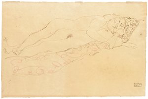 Kaksi makuuasentoa, n.1913 tekijältä Gustav Klimt