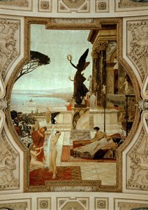 Wienin Burgtheater (Hoviteatteri), portaikko (vasemmalla): Taorminan antiikkiteatteri tekijältä Gustav Klimt