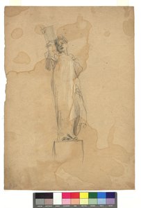 Weibliche Figur auf einem Sockel tekijältä Gustav Klimt