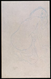 Oikealle nojaava nainen, pitkät hiukset, n. 1910-11 tekijältä Gustav Klimt