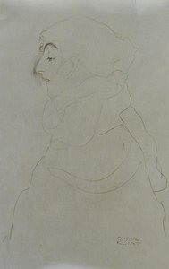 Nainen profiilissa, n. 1904-06 (kynä paperille) (m/v valokuva) tekijältä Gustav Klimt
