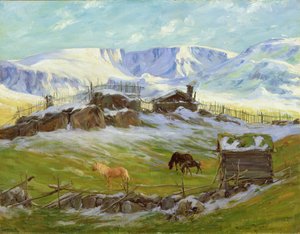 Aamuaurinko vuoren yllä, Vaga (öljy kankaalle) tekijältä Gustav Wentzel