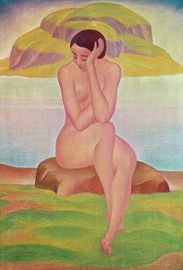 Girl on a Rock (öljy kankaalle)