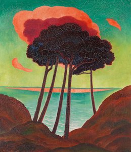 Männyt punaisella pilvellä, n. 1909.