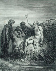 Job ja hänen ystävänsä, kaiverrettu J. Regnier, noin 1868 (kaiverrus). tekijältä Gustave (after) Dore