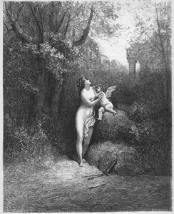 Rakkaus ja hulluus - Rakkautta ja hulluutta - Jean de La Fontainen (Lafontaine) (1621-95) "Fablesista" - kaiverrus Gustave Doren (1832-83) mukaan - Yksityinen kokoelma