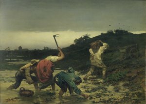 Talonpojat poimivat perunoita Reinin tulvan aikana vuonna 1852 tekijältä Gustave Brion