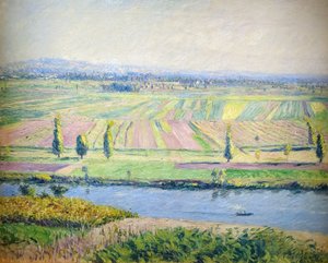 Ranskalainen:  Gennevilliersin tasanko Argenteuilin kukkuloilta käsin. tekijältä Gustave Caillebotte