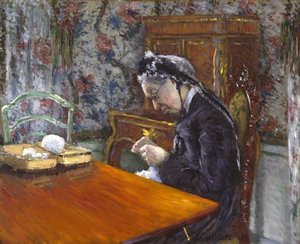 Neiti Boissière neulomassa tekijältä Gustave Caillebotte
