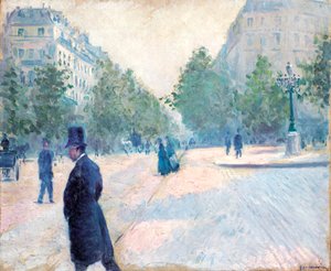 Place Saint Augustin, Misty Weather, 1878 tekijältä Gustave Caillebotte
