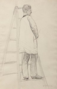 Maalareille tarkoitettu tutkimus: Kolmen neljäsosan takanäkymä. tekijältä Gustave Caillebotte